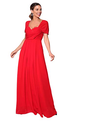 KRISP Vestido Fiesta Largo Talla Grande Boda Elegante Plisado Noche, (Rojo (4815), 46 EU (18 UK)), 4815-RED-18, Rojo (4815), 46 EU (18 UK), 4815-RED-18