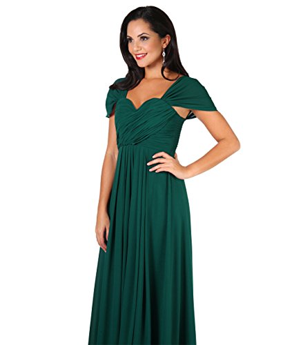 KRISP Vestido Fiesta Largo Talla Grande Boda Elegante Plisado Noche, (Verde (4815), 36 EU (08 UK)), 4815-DKGRN-08, Verde (4815), 36 EU (08 UK), 4815-DKGRN-08