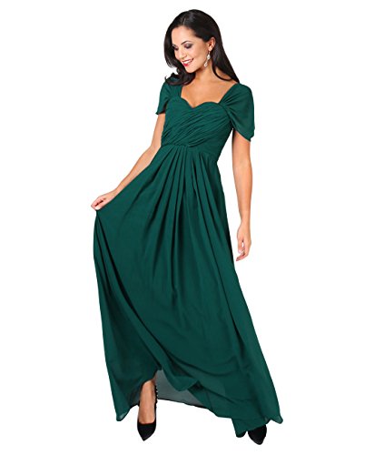 KRISP Vestido Fiesta Largo Talla Grande Boda Elegante Plisado Noche, (Verde (4815), 36 EU (08 UK)), 4815-DKGRN-08, Verde (4815), 36 EU (08 UK), 4815-DKGRN-08
