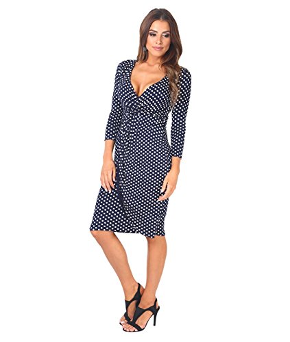 KRISP Vestido Moda Mujer Fruncido, Azul Marino (6487), 46, 6487-NVY-18