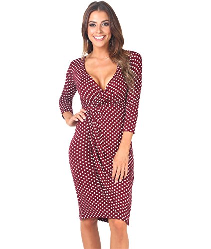 KRISP Vestido Moda Mujer Fruncido, Granate (6487), 42, 6487-WIN-14