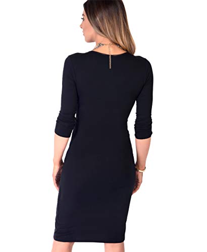 KRISP Vestido Moda Mujer Fruncido, Negro (6174), 36, 6174-BLK-08