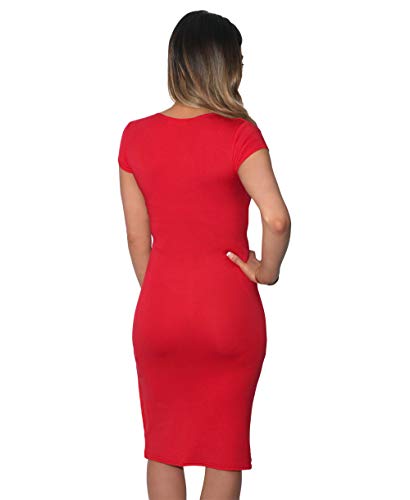KRISP Vestido Moda Mujer Fruncido, Rojo (6678), 46, 6678-RED-18