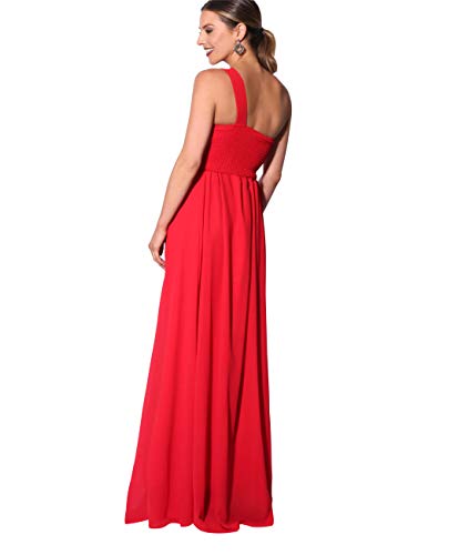 KRISP Vestido Mujer Fiesta Largo Talla Grande Hombro Descubierto Invitada Boda Dama, Rojo (4814), 38 EU (10 UK), 4814-RED-10