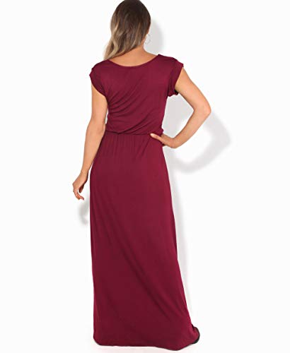 KRISP Vestido Mujer Tallas Grandes Largo Barato Casual Ibicenco De Día Ropa Hippie Online Ofertas, (Burdeos (3269), 48 EU (20 UK)), 3269-WIN-20