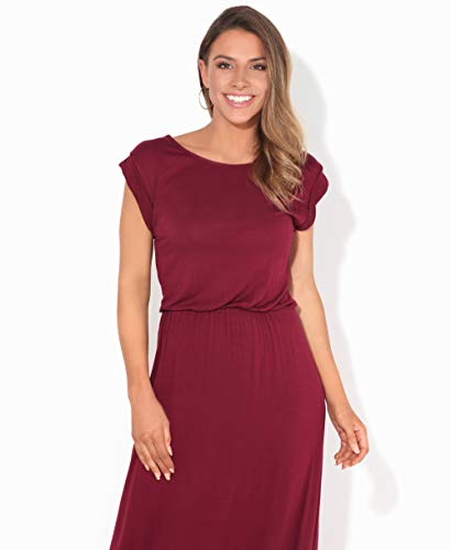 KRISP Vestido Mujer Tallas Grandes Largo Barato Casual Ibicenco De Día Ropa Hippie Online Ofertas, (Burdeos (3269), 48 EU (20 UK)), 3269-WIN-20