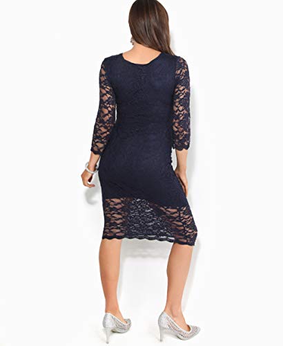 KRISP Vestido Premamá Moderna Fiesta Encaje Cóctel Corto Barato Elegante, (Azul Marino, L), ES9082-NVY-L