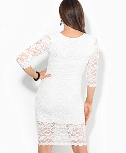 KRISP Vestido Premamá Moderna Fiesta Encaje Cóctel Corto Barato Elegante, (Crema, S), ES9082-CRM-S