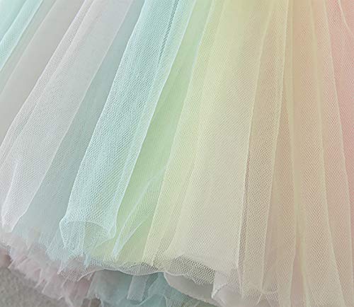 KRUIHAN Niñita Bautismo Cumpleaños Bata Niños Luna Llena Dama de Honor Arco Iris Princesa Tutu De Encaje Pascua de Resurrección Fiesta Nocturna Vestido de Novia 24M(18-24Mes)