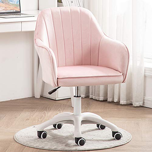 KST Silla Ajustable, Moderna Silla de Escritorio de Oficina en casa con Brazos y Ruedas, Silla giratoria de 360 ° Silla ejecutiva de Terciopelo, Sala de Estar de Dormitorio de Oficina, Rosa