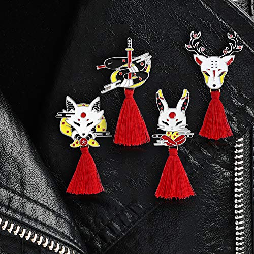 Kuizhiren1 - Broche de moda, esmaltado, unisex, ciervo, zorro, conejo, borla, chaleco vaquero, insignia de joyería 1#