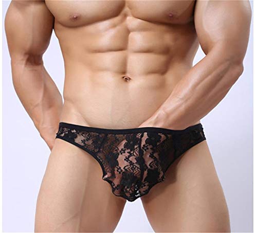 Kwelt Hombre Sexy Tanga Ropa Interior Erotica Encaje Ropa Interior de Encaje Transparente Slip Tanga de Hilo para Hombres