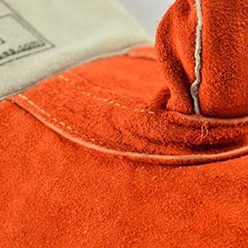 L Guantes De Soldadura Guantes De Trabajo De Doble Capa De Piel De Cuello Para Horno Parrilla Chimenea Barbacoa Soldadura