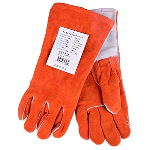 L Guantes De Soldadura Guantes De Trabajo De Doble Capa De Piel De Cuello Para Horno Parrilla Chimenea Barbacoa Soldadura
