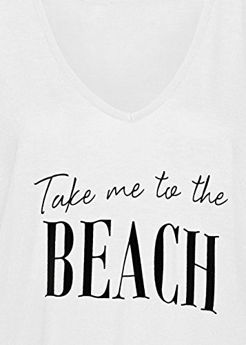 L-Peach Camiseta con Borla para Mujer T-Shirt Túnica de Playa Verano Bikini Cover Ups Hombros Desnudos