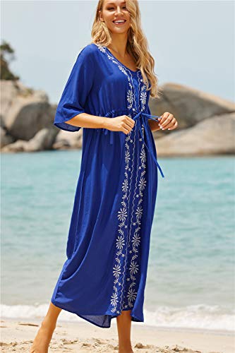 L-Peach Vestido Largo de Playa Mujer, Azul, Talla Ãºnica