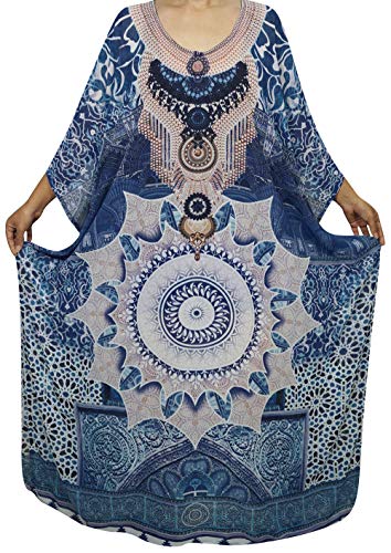 L-Peach Vestido Largo Kaftan de Playa Túnica Pareo Estampado Cover ups para Mujer