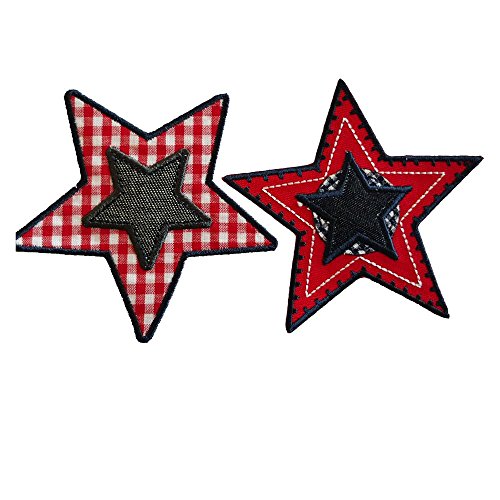 La estrella del brillo rosado de la estrella de algodón barato 9x9cm 7x7cm dos parches patches TrickyBoo Niñito Muchacha Motivos Mixto Mercería para reparar pantalones bufanda ropa techo banderín almohada camisa placa vaqueros bolsa porta roca pañuelo moc