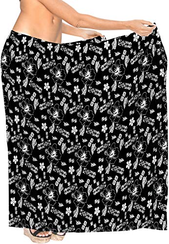 LA LEELA envuelva Pareo Encubrimiento Ropa de Playa de la Falda del Traje de baño del bañador del Traje de baño Halloween Negro Pareo