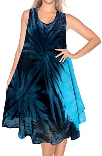 LA LEELA Noche Ropa de Playa del Tinte del Lazo del Traje de baño del Bikini de Las Mujeres Cubrir caftán Azul de Vestimenta Casual