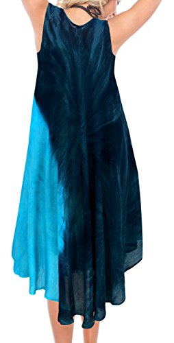 LA LEELA Noche Ropa de Playa del Tinte del Lazo del Traje de baño del Bikini de Las Mujeres Cubrir caftán Azul de Vestimenta Casual