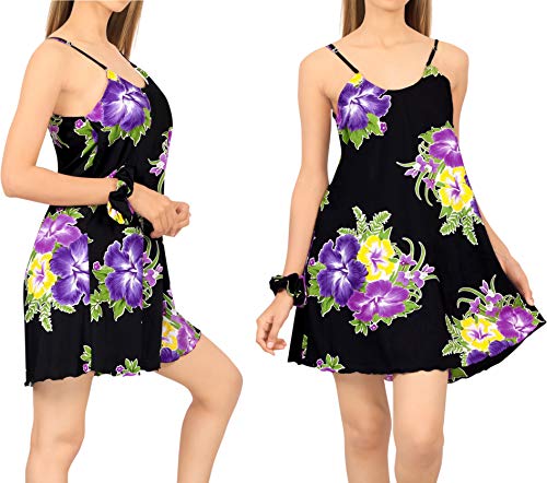 LA LEELA Vestido de Cambio Verano de Las Mujeres de Bohemia de la Vendimia Estilo étnico Violeta_Z29 XL