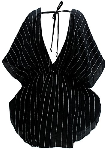 LA LEELA Vestido de diseñador Vestido de Verano Ropa de Playa Tumbona Mujeres más Bikini encubren Halloween Negro