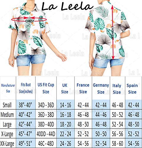 LA LEELA Vintage Piratas Esqueleto Calabaza Skull Cráneo Disfraces De Fiesta De Halloween Hawaiian Short Sleeve Women's Shirt Casual Hawaiana Camisa Beach Party Button Down Printed Aloha Negro_W980 L