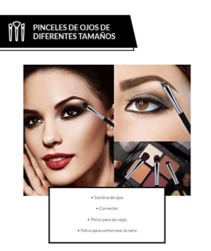 La Mente es Maravillosa - Set de Brochas de Maquillaje Profesional (Pinceles de Ojos, Rubor, Contorno, Corrector.) Estuche de Viaje Elegante (Estuche Cuadrado)