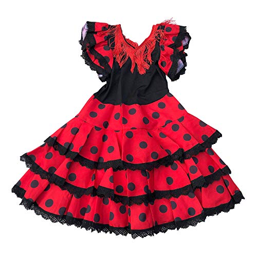 La Senorita Ropa Flamenco Niño Lujo Español Traje de Flamenca Chica/niños (Talla 8, 116-122 - 80 cm, 6/7 años)