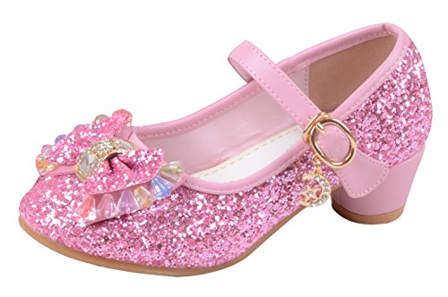 La Vogue Zapatos Zapatilla con Lentejuela Para Niña Princesa Fiesta Rosa 26/Longitud Interior 17.5CM