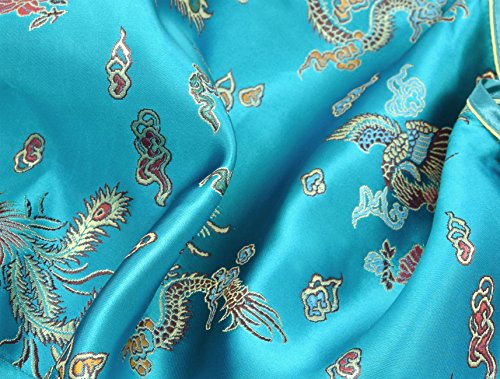 Laciteinterdite Vestido Chino para niña, Qipao tradicionale Turquesa Motivo Dragones 4 años