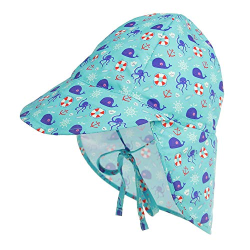 LACOFIA Sombrero de Playa de protección Solar para bebé Gorro de Verano de Solapa Ajustable Super Suave para niños Pulpo 6-18 Meses