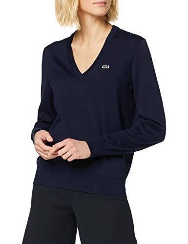 Lacoste Af5475 suéter, Azul (Marine 166), 34 para Mujer