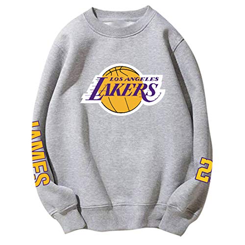 Lakers James Sudaderas de Baloncesto para Hombres y Mujeres Camisa de Manga Larga suéter de Cuello Redondo