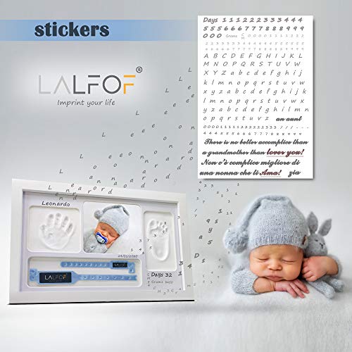 LALFOF® marco huellas bebe 7in1 Regalos originales para bebes recien nacidos con nombre personalizados,datos de nacimiento y huella bebe pie y manos, para padres primerizos y para mamas embarazadas