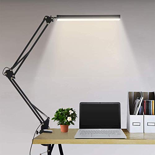 Lámpara de escritorio LED Lámpara de lectura de brazo Eye-Care Architect USB Lámpara regulable con 3 modos de color 10 niveles Adecuado Para Oficina, Lectura, Estudios … (negro)