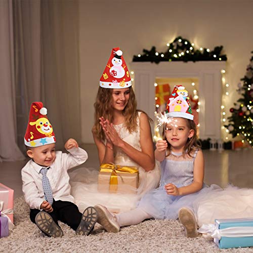 LANMOK 6 Piezas Sombrero de Navidad de Fieltro Sombrero de Santa Claus Gorro de Alce Muñeco de Nieve Actividades Manuales para Niños DIY Manualidades de Fieltro Navideño Regalo Año Nuevo