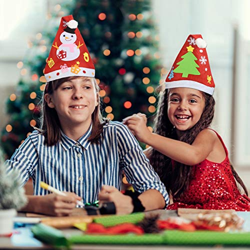 LANMOK 6 Piezas Sombrero de Navidad de Fieltro Sombrero de Santa Claus Gorro de Alce Muñeco de Nieve Actividades Manuales para Niños DIY Manualidades de Fieltro Navideño Regalo Año Nuevo