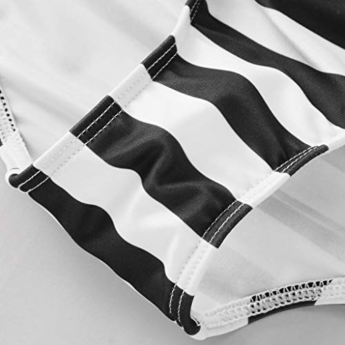 LANSKIRT Bañadores para Gorditas Mujer Bikini de Cintura Baja Sexy a Rayas Talla Grande Ropa de Playa Bañador Traje de Baño Elasticos con Bowknot Trikini Biquini Vikinis Push Up S-3XL