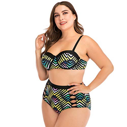 LANSKIRT Mujer Conjunto de Bikini Dos Piezas Tallas Grande Figura Geométrica Bañadores Sexy Trajes de Baño para Gorditas Vikinis Baño Playa Bañador Ropa de Playa Verano Elegante L-4XL