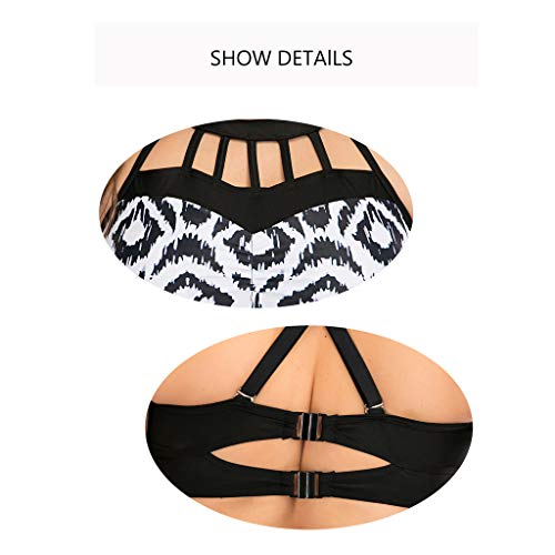 LANSKIRT Mujer Trajes de Baño para Gorditas Cuello Halter Bañadores Sexy de 2 Piezas con Costuras de Color Elegante Retro Bikini Mujer Tallas Grande 2020 Verano Ropa de Playa L-4XL