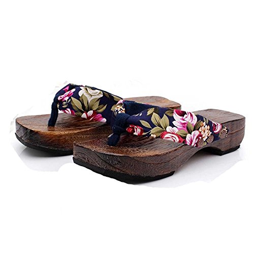 LANSKIRT Sandalias Mujer Verano 2019 Zapatillas de Plataforma de Verano Sandalias de Madera Zueco de Madera Chanclas Casa Zapatos de Mujer de Vestir Baratos(Azul, 36 EU)