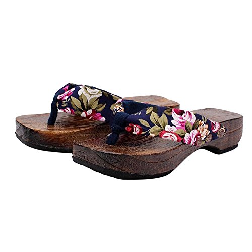 LANSKIRT Sandalias Mujer Verano 2019 Zapatillas de Plataforma de Verano Sandalias de Madera Zueco de Madera Chanclas Casa Zapatos de Mujer de Vestir Baratos(Azul, 36 EU)