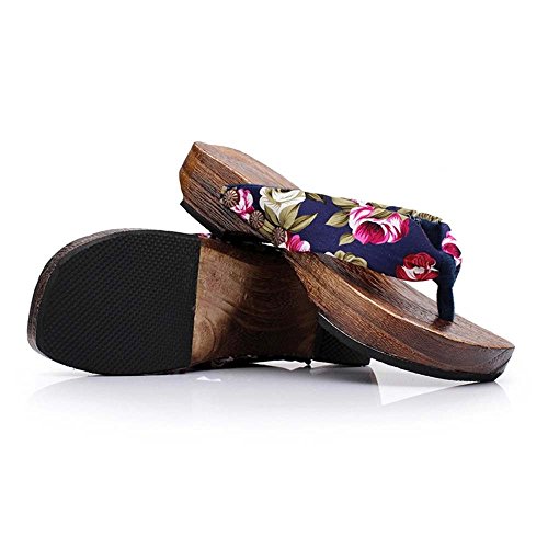 LANSKIRT Sandalias Mujer Verano 2019 Zapatillas de Plataforma de Verano Sandalias de Madera Zueco de Madera Chanclas Casa Zapatos de Mujer de Vestir Baratos(Azul, 36 EU)