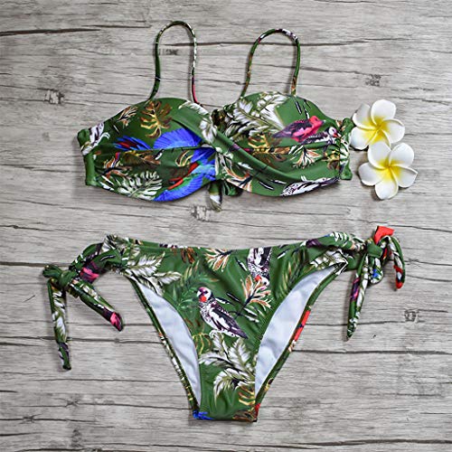 LANSKIRT_Bikinis Bañadores Mujer Sexy, Push Up con Bowknot Biquini Trikini Estampadas Flores Bañador de Playa Bohemios Traje de Baño Trikini Biquini Comodo