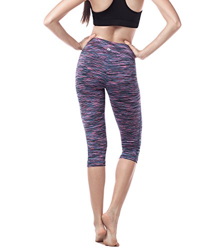 LAPASA Mallas Deportivas 3/4 Capris de Mujer Cintura Alta (Leggings para Yoga, Pilates, Running) L02 (XL/44 (Cintura 89-97, Cadera 103-112 cm), Authentic Purple (Multicolor))