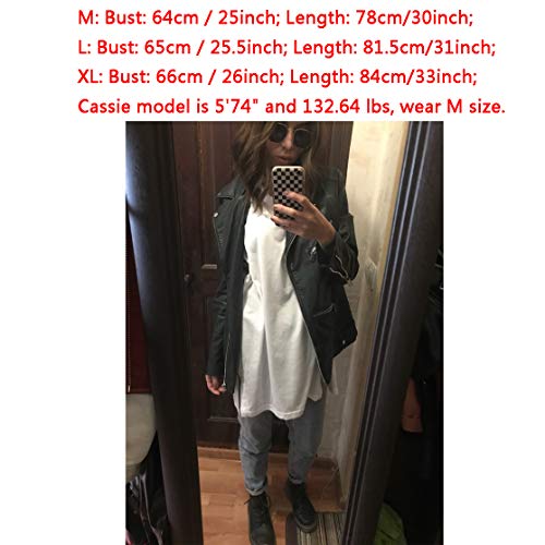 Largo Camisetas Vestir Mujer Verano Playa Moda Aesthetic Sexy Algodón Blanca Negro Túnico Tops Tallas Grandes Oversize (Blanco, Large)