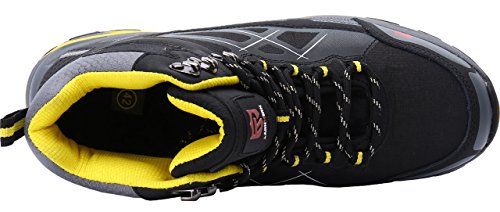 LARNMERN Zapatillas de Seguridad Hombres,LM170202 S1P SRC Zapatos de Trabajo con Punta de Acero Reflectivo Transpirable Anti-Piercing Calzados de Trabajo 43,Negro Amarillo