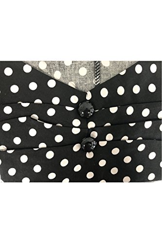 Las Mujer Vintage Algodón Polka Dot 50s Camisetas Tops Retro De Blusa tee Black M